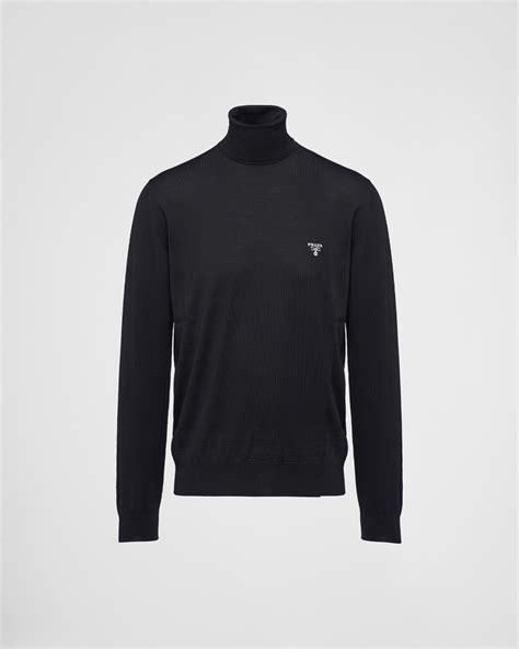 prada turtle|Black Wool Turtleneck .